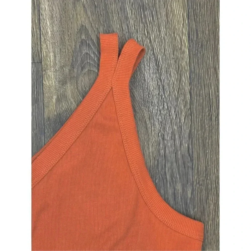 Sanctuary One Shoulder Cami Tank Sleeveless Top Large Orange Ribbed Organic NWT - Picture 6 of 7